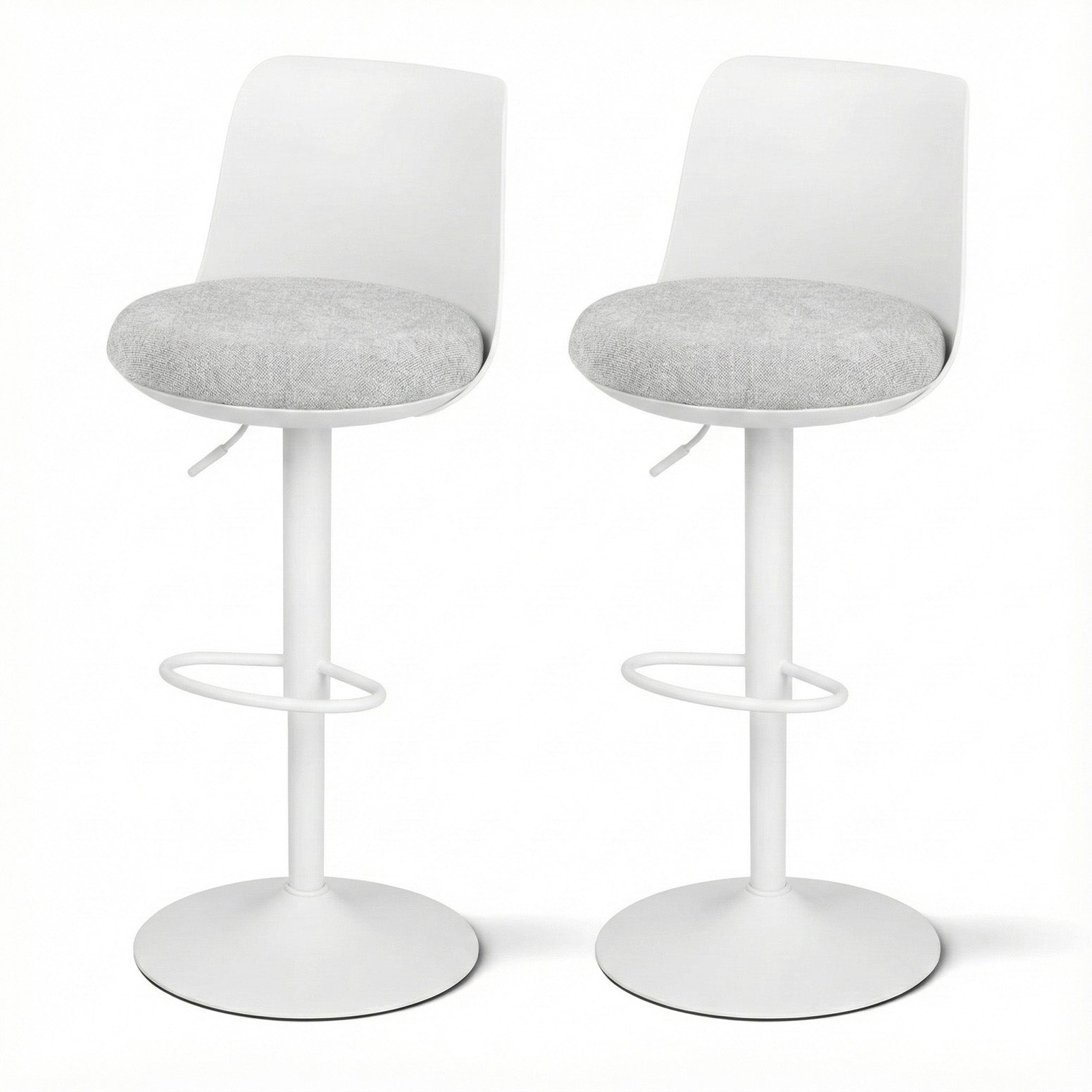 Table & Bar Stools: Artiss 2x Bar Stools Kitchen Swivel Gas Lift Counter Dining Chair Curved White