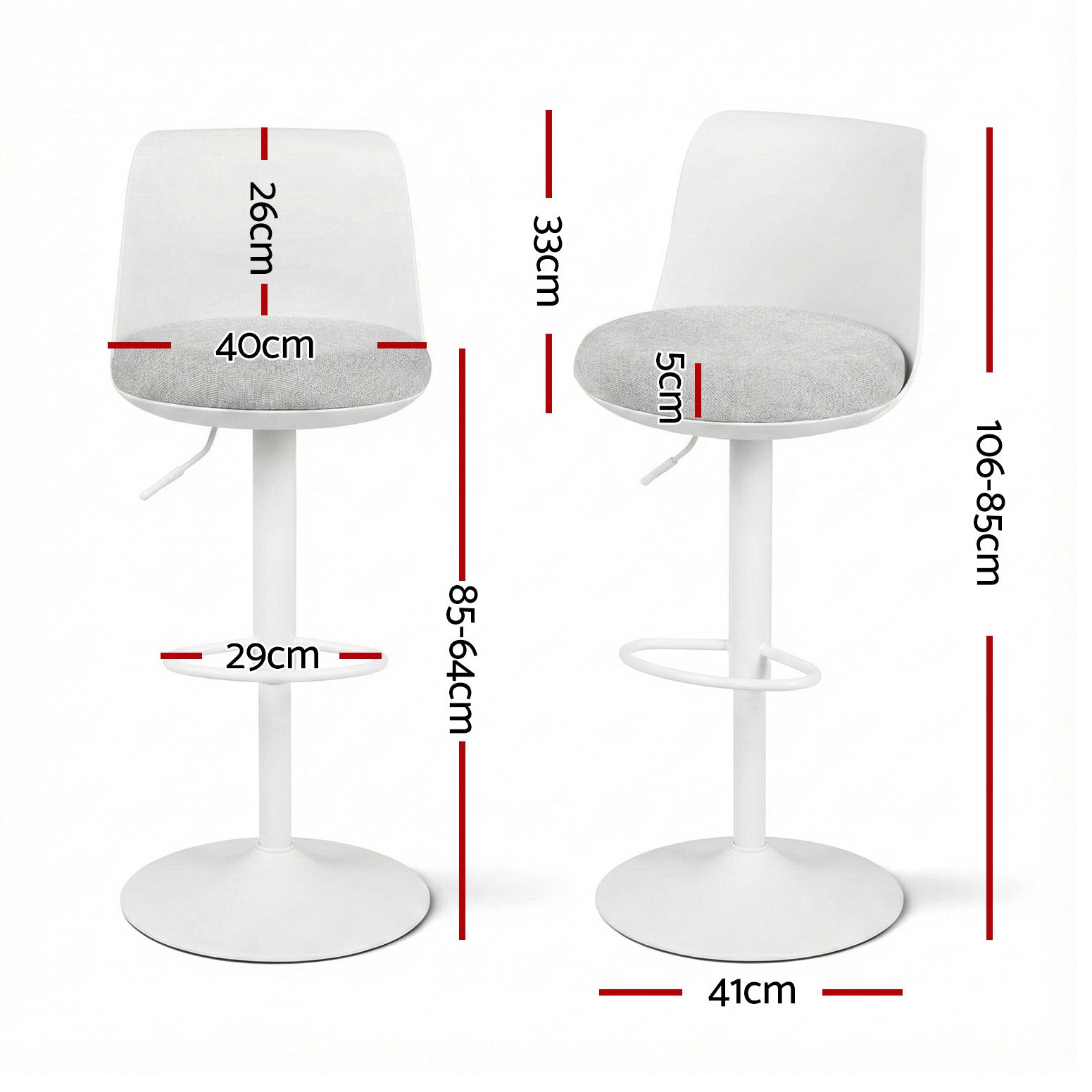 Table & Bar Stools: Artiss 2x Bar Stools Kitchen Swivel Gas Lift Counter Dining Chair Curved White
