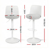 Table & Bar Stools: Artiss 2x Bar Stools Kitchen Swivel Gas Lift Counter Dining Chair Curved White