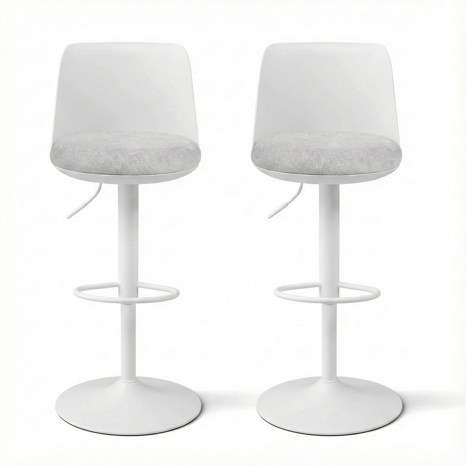 Table & Bar Stools: Artiss 2x Bar Stools Kitchen Swivel Gas Lift Counter Dining Chair Curved White
