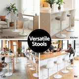 Table & Bar Stools: Artiss 2x Bar Stools Kitchen Swivel Gas Lift Counter Dining Chair Curved White