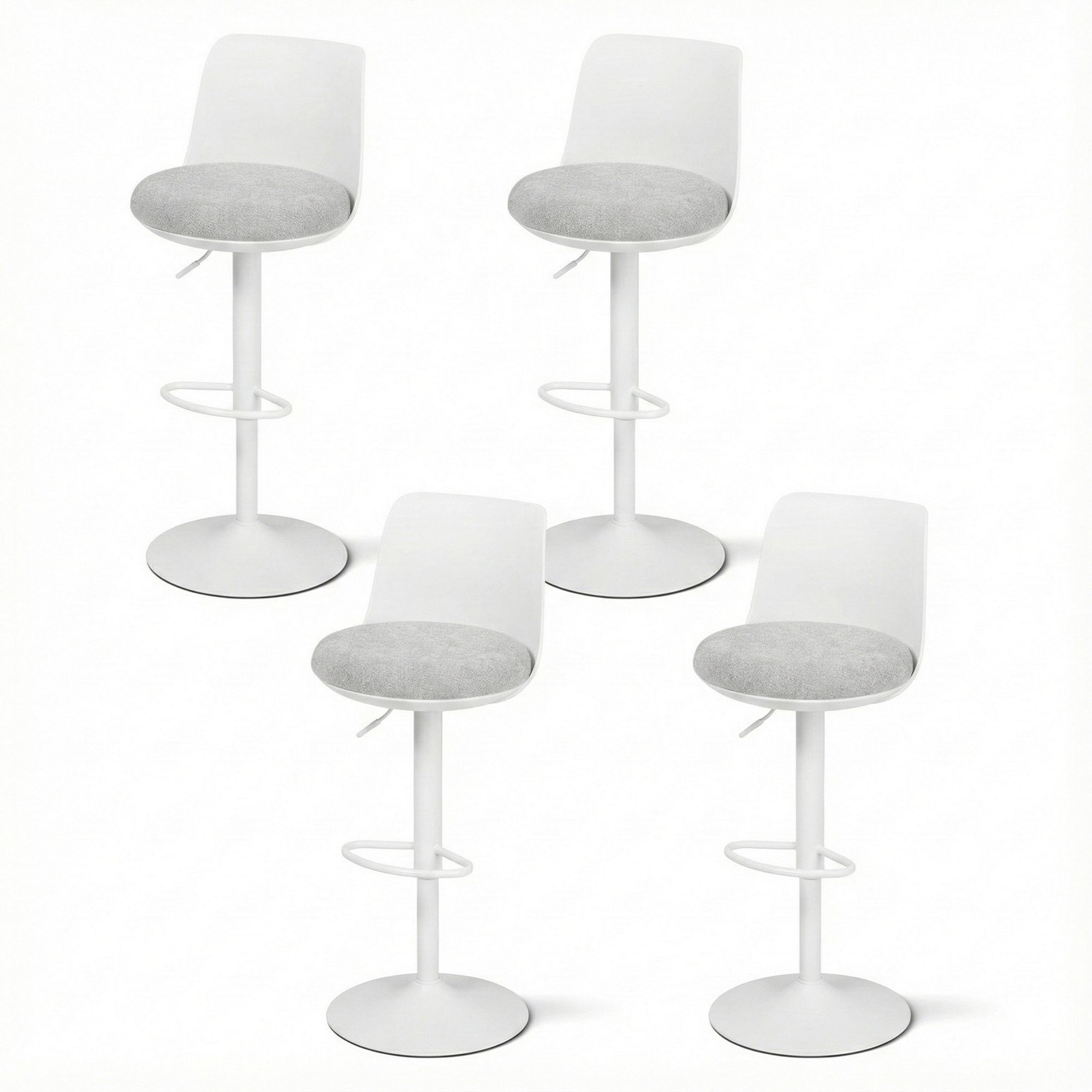 Table & Bar Stools: Artiss 4x Bar Stools Kitchen Swivel Gas Lift Counter Dining Chair Curved White