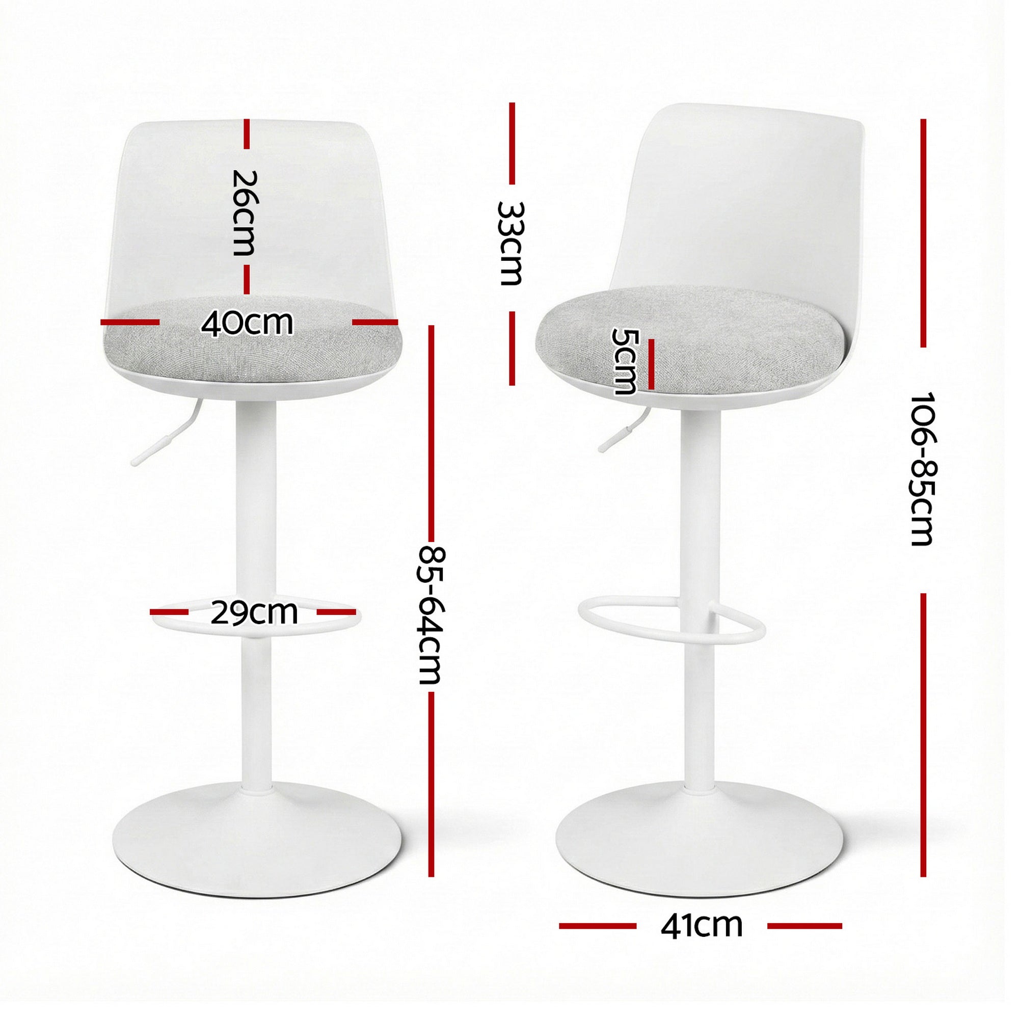 Table & Bar Stools: Artiss 4x Bar Stools Kitchen Swivel Gas Lift Counter Dining Chair Curved White