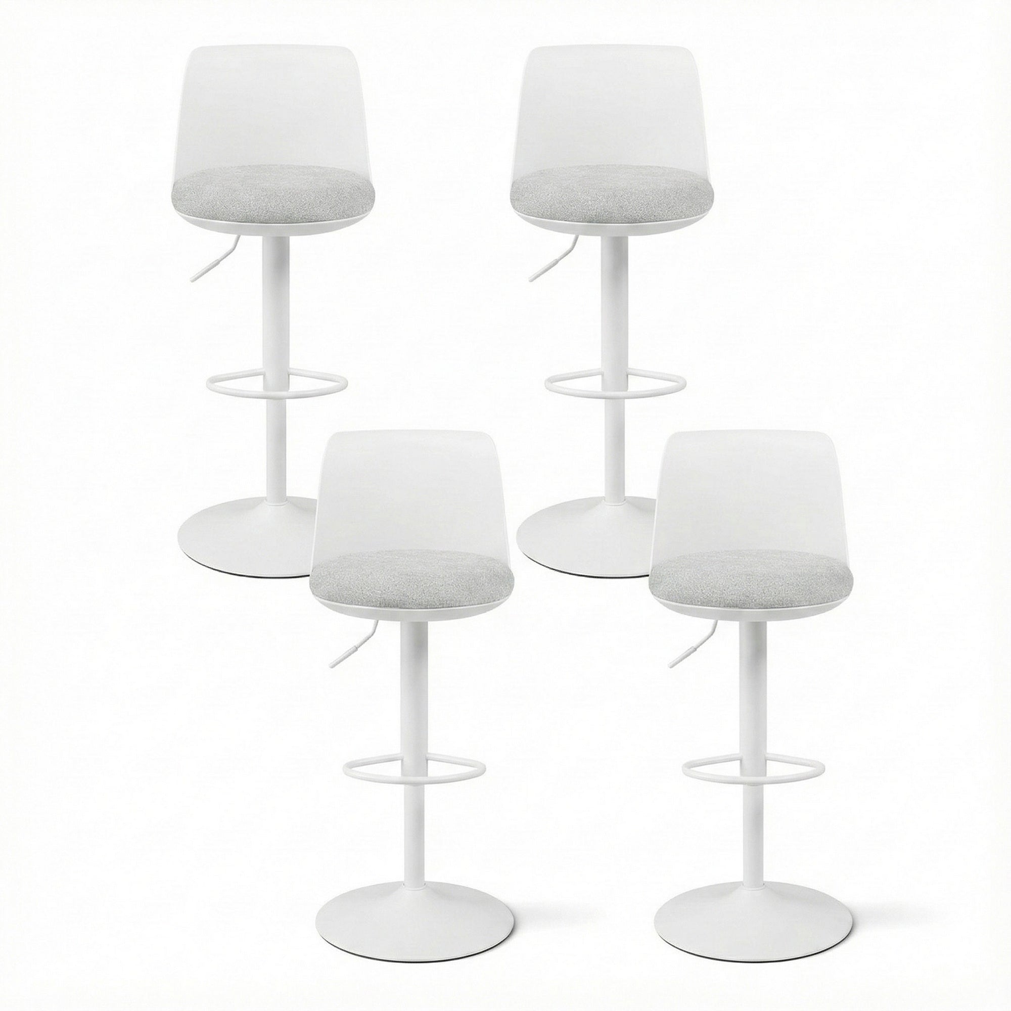Table & Bar Stools: Artiss 4x Bar Stools Kitchen Swivel Gas Lift Counter Dining Chair Curved White