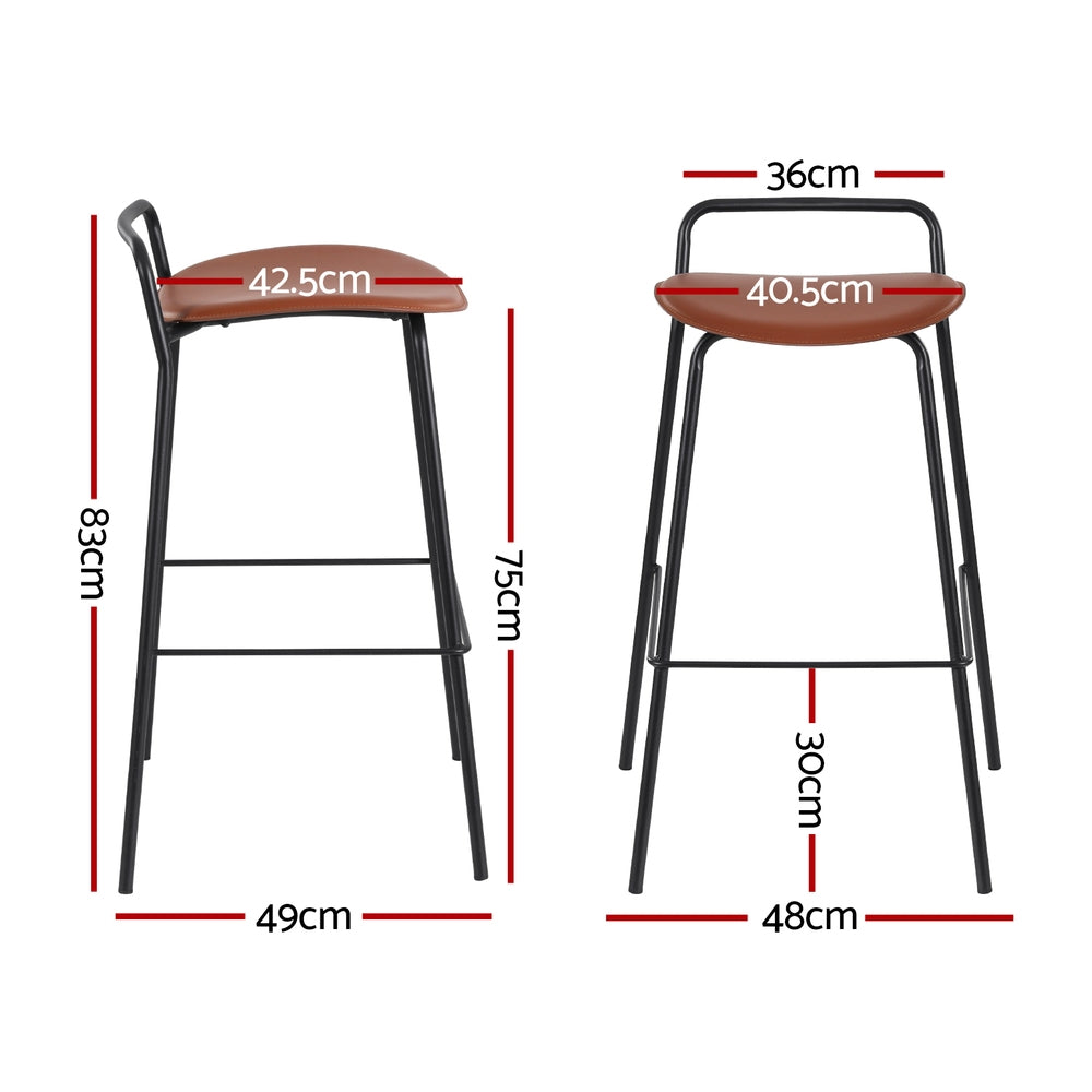 Table & Bar Stools: 4x Artiss Bar Stools Kitchen Counter Dining Chair Metal Brown
