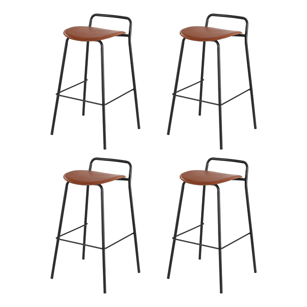 Table & Bar Stools: 4x Artiss Bar Stools Kitchen Counter Dining Chair Metal Brown