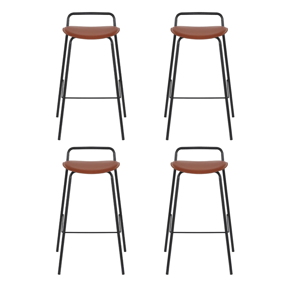 Table & Bar Stools: 4x Artiss Bar Stools Kitchen Counter Dining Chair Metal Brown