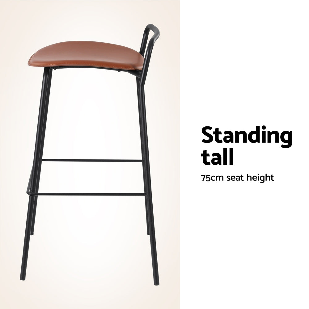 Table & Bar Stools: 4x Artiss Bar Stools Kitchen Counter Dining Chair Metal Brown