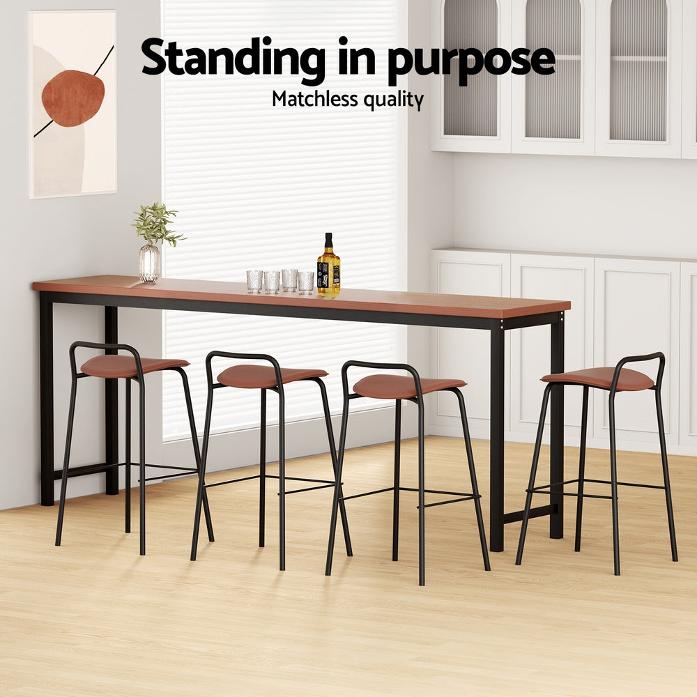 Table & Bar Stools: 4x Artiss Bar Stools Kitchen Counter Dining Chair Metal Brown