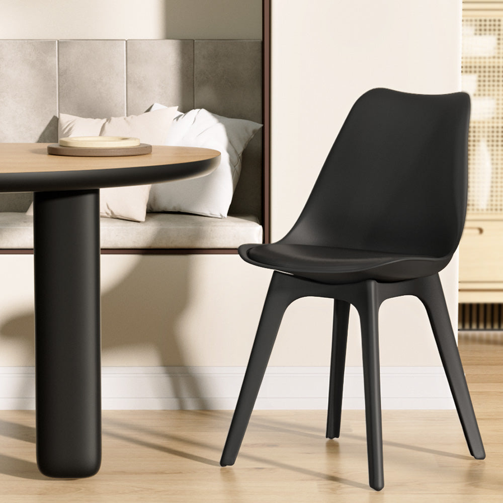 Kitchen & Dining Chairs: Artiss Dining Chairs Set of 4 Leather Plastic DSW Replica Black