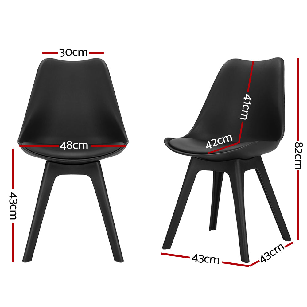 Kitchen & Dining Chairs: Artiss Dining Chairs Set of 4 Leather Plastic DSW Replica Black