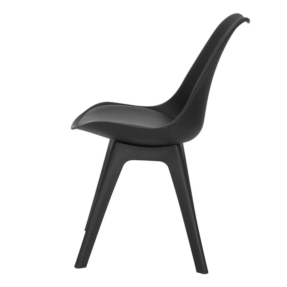 Kitchen & Dining Chairs: Artiss Dining Chairs Set of 4 Leather Plastic DSW Replica Black