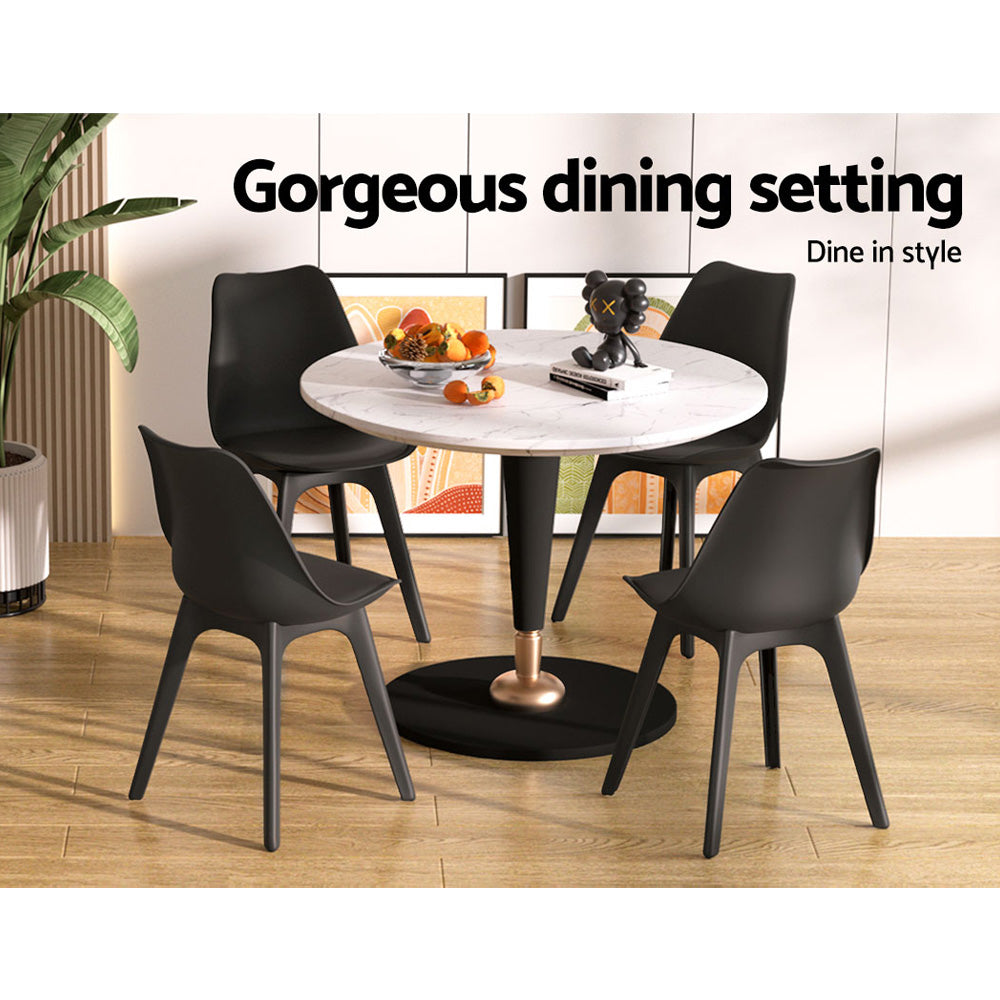 Kitchen & Dining Chairs: Artiss Dining Chairs Set of 4 Leather Plastic DSW Replica Black