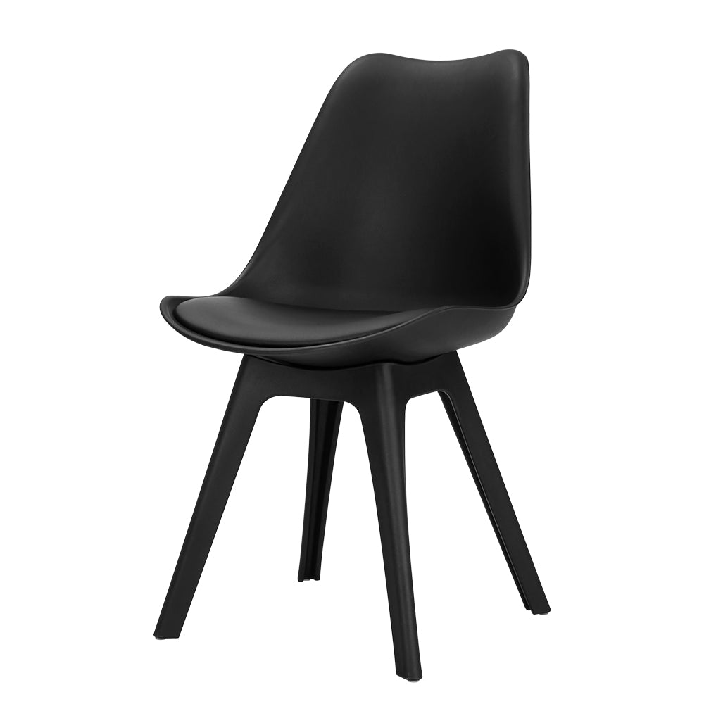 Kitchen & Dining Chairs: Artiss Dining Chairs Set of 4 Leather Plastic DSW Replica Black
