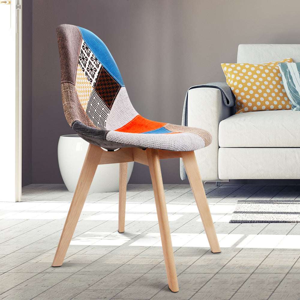 Kitchen & Dining Chairs: Artiss Dining Chairs Set of 2 Fabric Retro Replica DSW