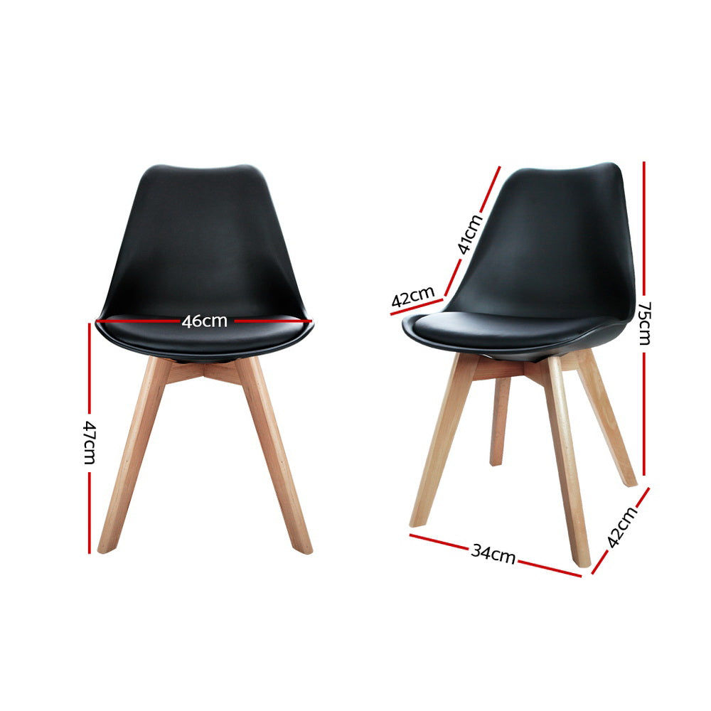 Kitchen & Dining Chairs: Artiss Dining Chairs Set of 4 Leather Plastic DSW Replica Wooden Black