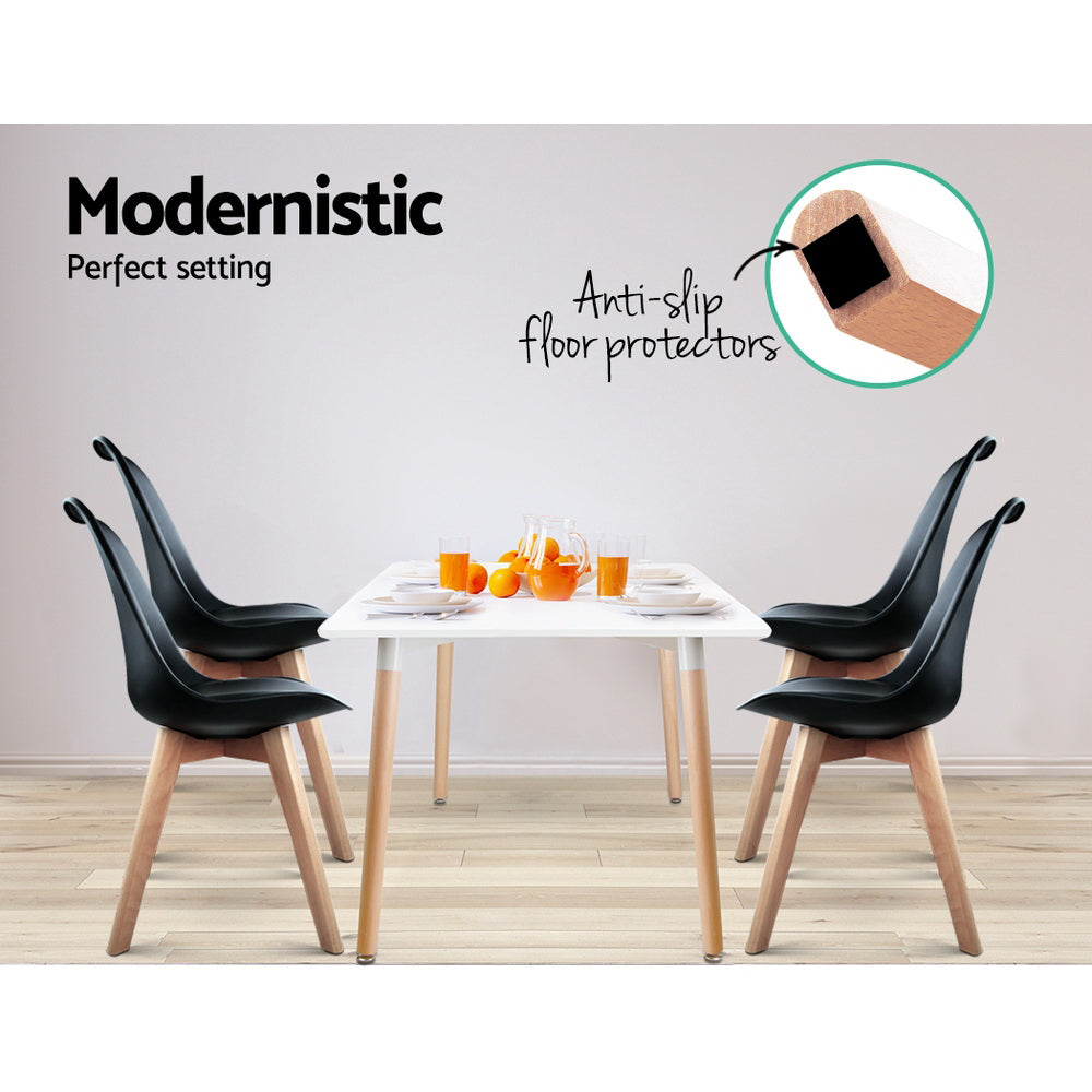 Kitchen & Dining Chairs: Artiss Dining Chairs Set of 4 Leather Plastic DSW Replica Wooden Black