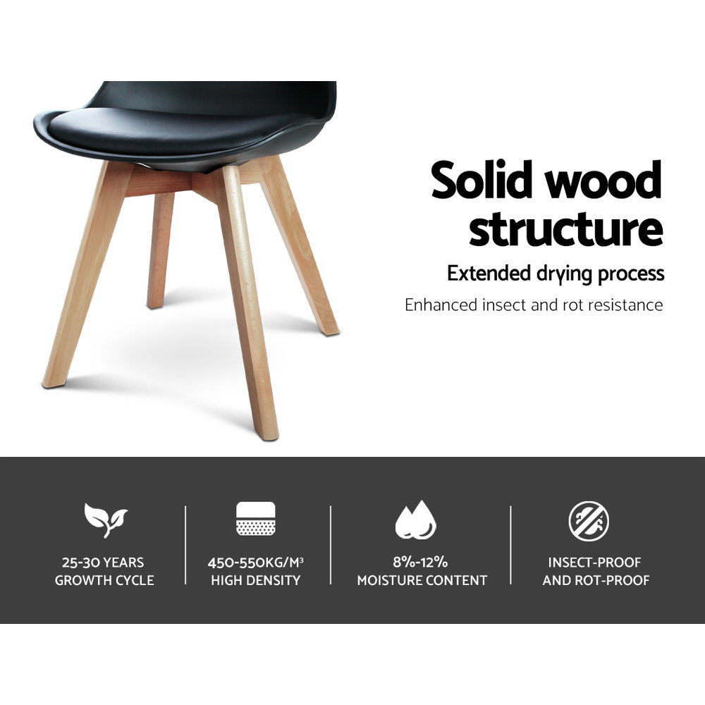 Kitchen & Dining Chairs: Artiss Dining Chairs Set of 4 Leather Plastic DSW Replica Wooden Black