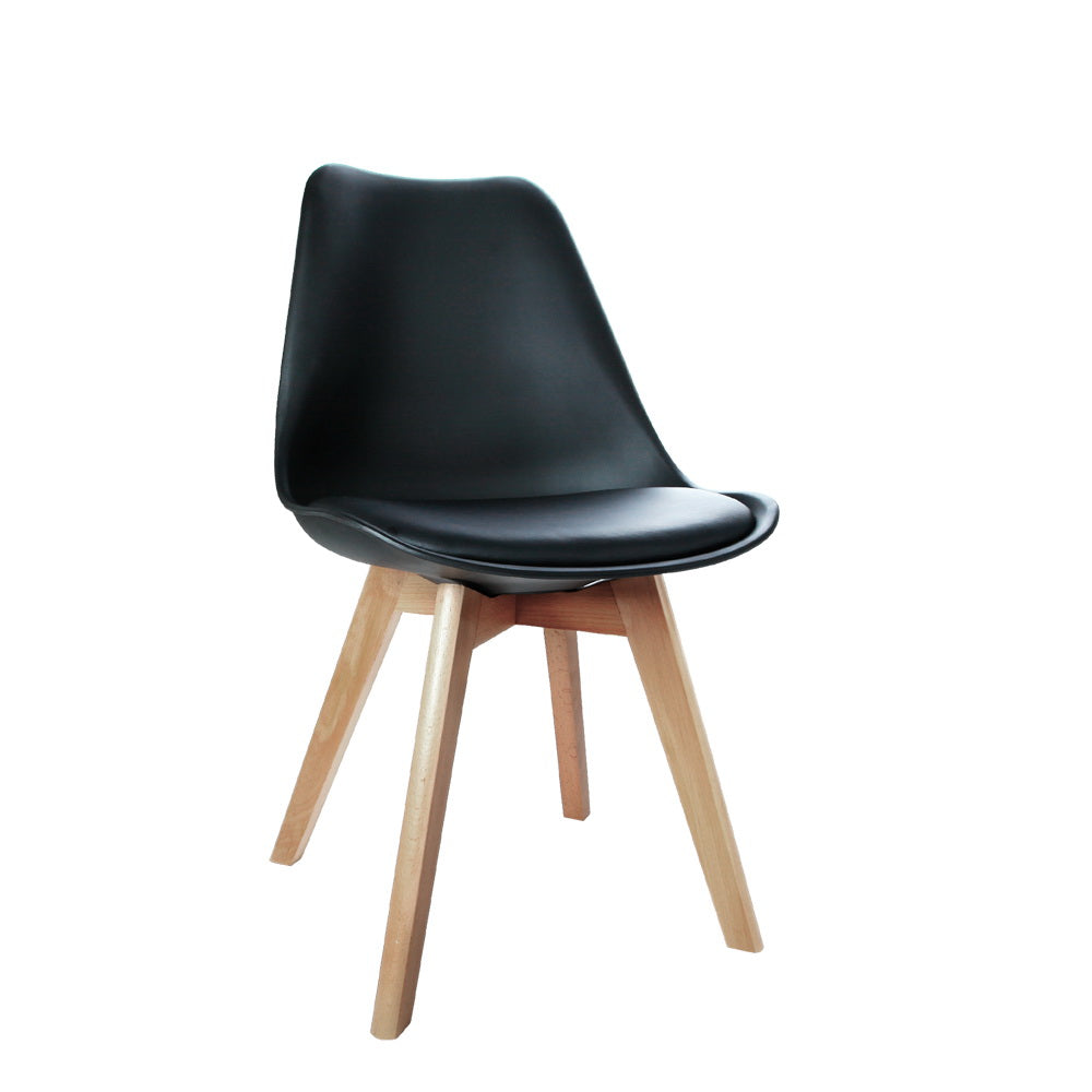 Kitchen & Dining Chairs: Artiss Dining Chairs Set of 4 Leather Plastic DSW Replica Wooden Black
