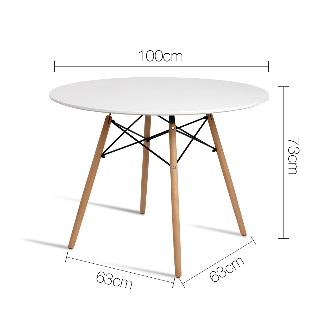 Dining Tables: Artiss Dining Table Round White 4 Seater 100CM