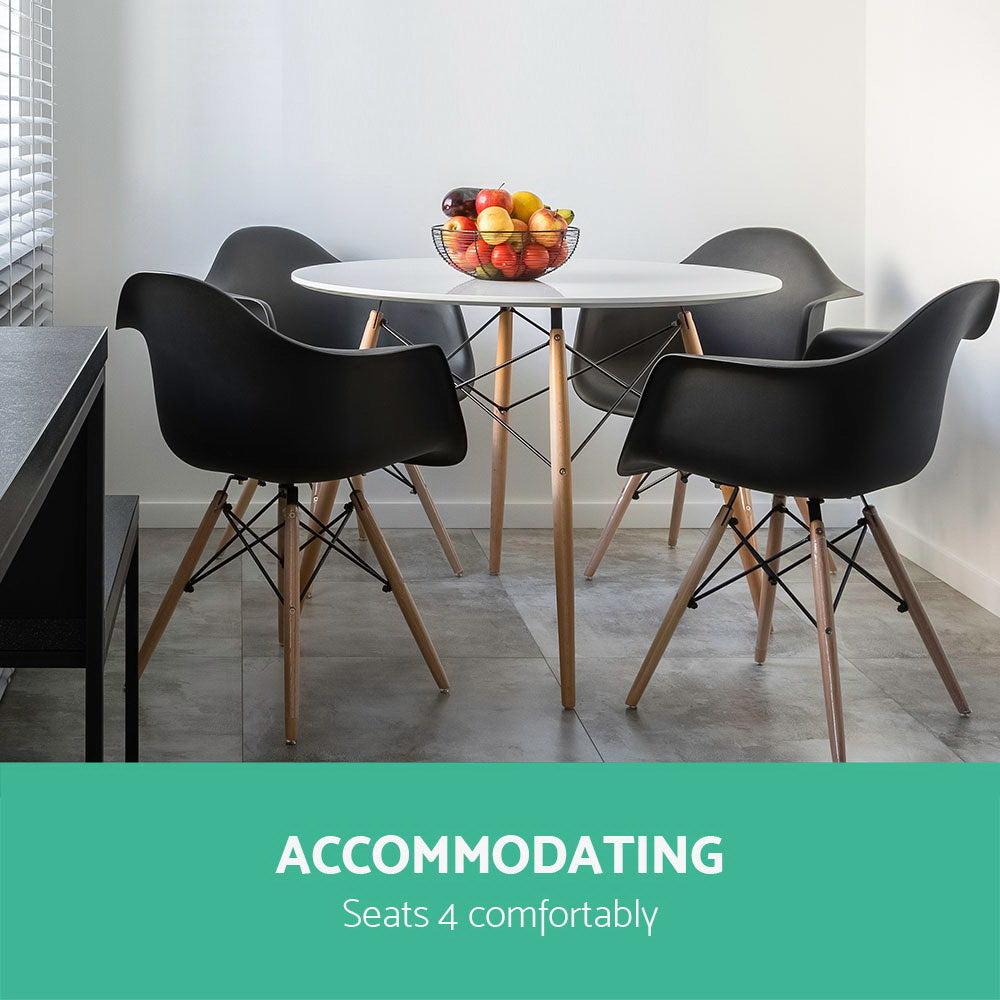 Dining Tables: Artiss Dining Table Round White 4 Seater 100CM