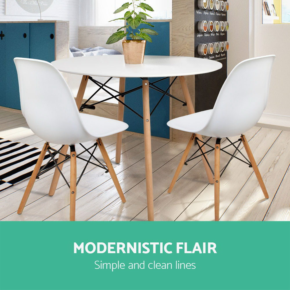 Dining Tables: Artiss Dining Table Round White 4 Seater 100CM