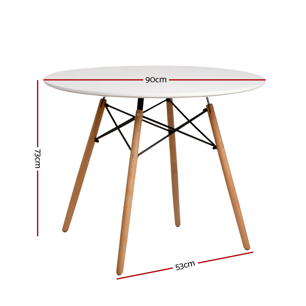 Dining Tables: Artiss Dining Table Round White 4 Seater 90CM
