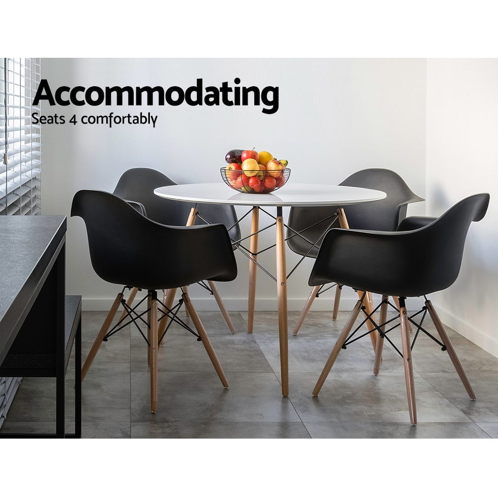 Dining Tables: Artiss Dining Table Round White 4 Seater 90CM