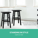 Table & Bar Stools: Artiss Bar Stools Kitchen Counter Stools Wooden Chairs Black x2