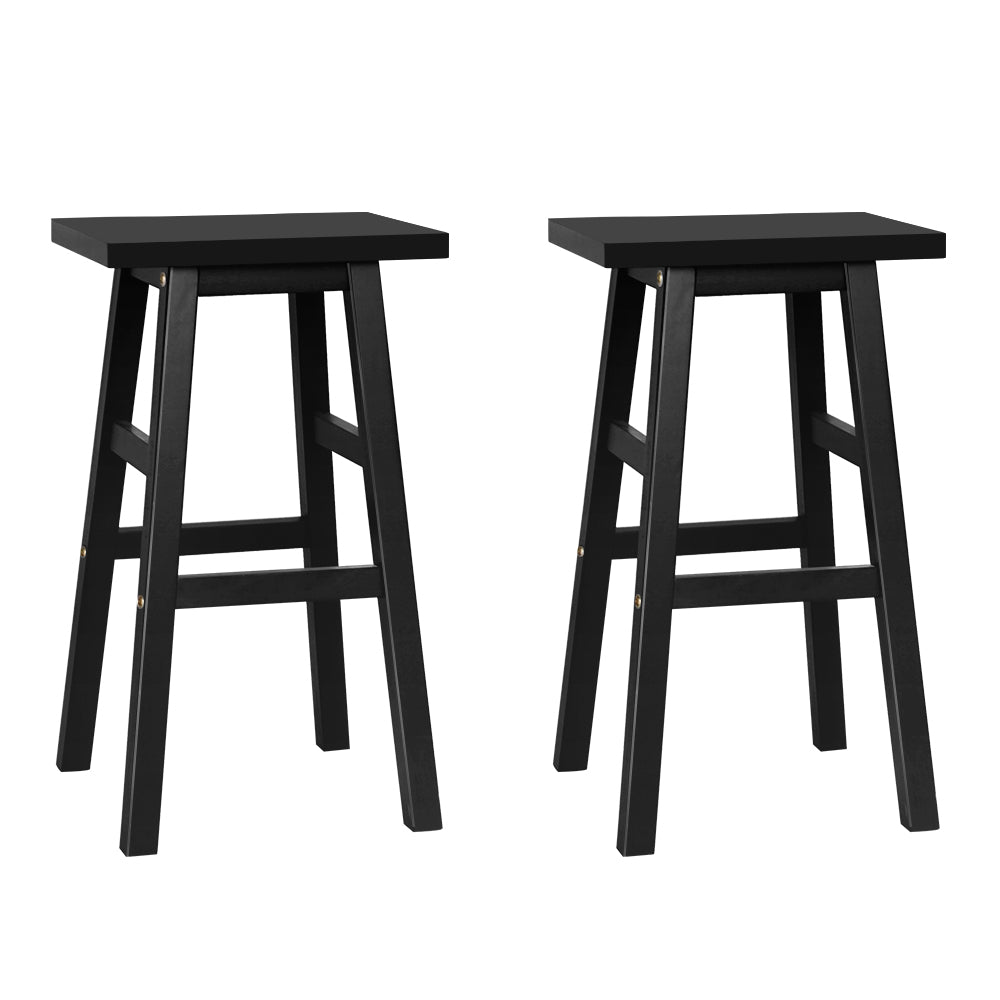 Table & Bar Stools: Artiss Bar Stools Kitchen Counter Stools Wooden Chairs Black x2