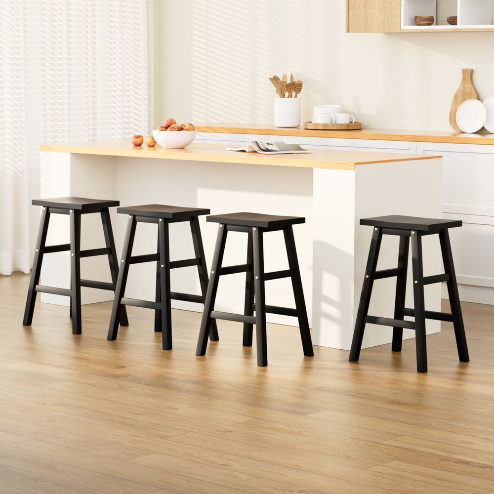 Table & Bar Stools: Artiss Bar Stools Kitchen Counter Stools Wooden Chairs Black x4