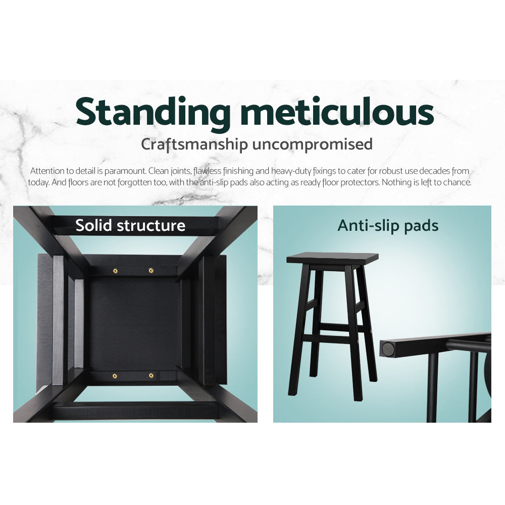 Table & Bar Stools: Artiss Bar Stools Kitchen Counter Stools Wooden Chairs Black x4