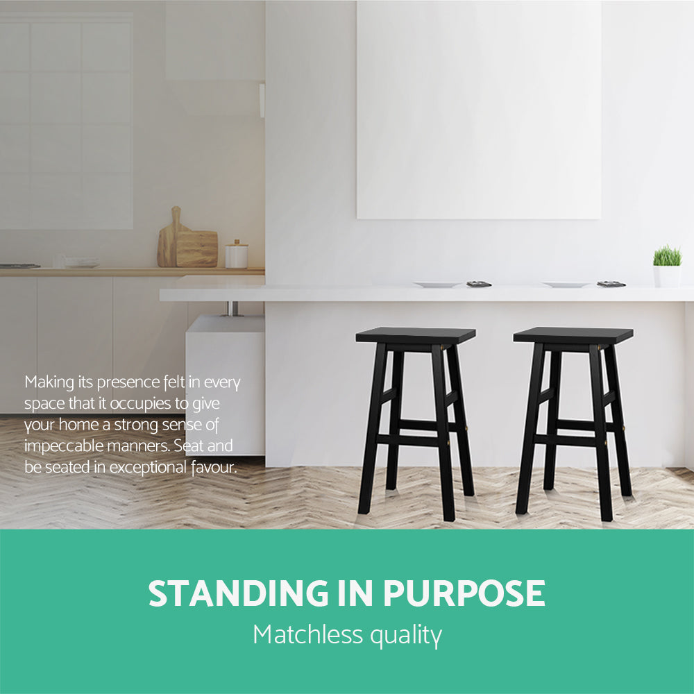 Table & Bar Stools: Artiss Bar Stools Kitchen Counter Stools Wooden Chairs Black x4