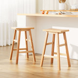 Table & Bar Stools: Artiss Bar Stools Kitchen Counter Stools Wooden Chairs Natural x2