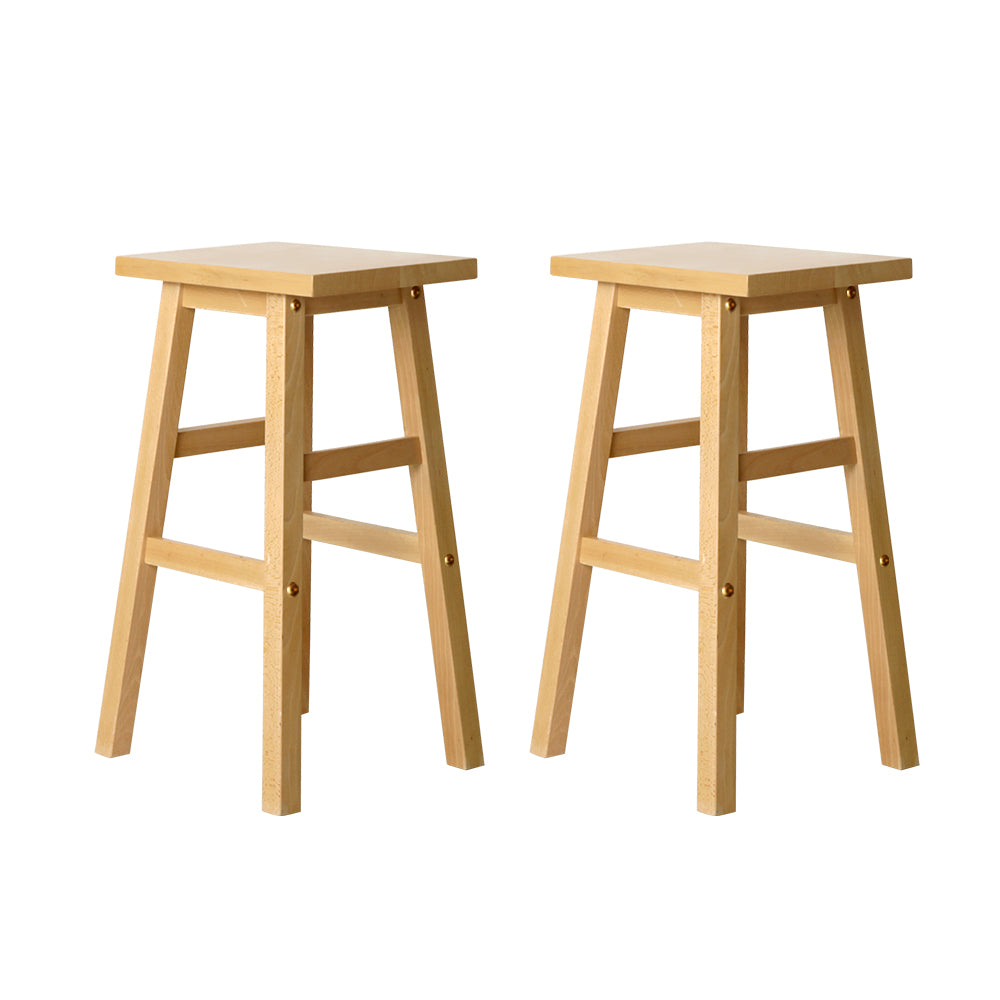 Table & Bar Stools: Artiss Bar Stools Kitchen Counter Stools Wooden Chairs Natural x2