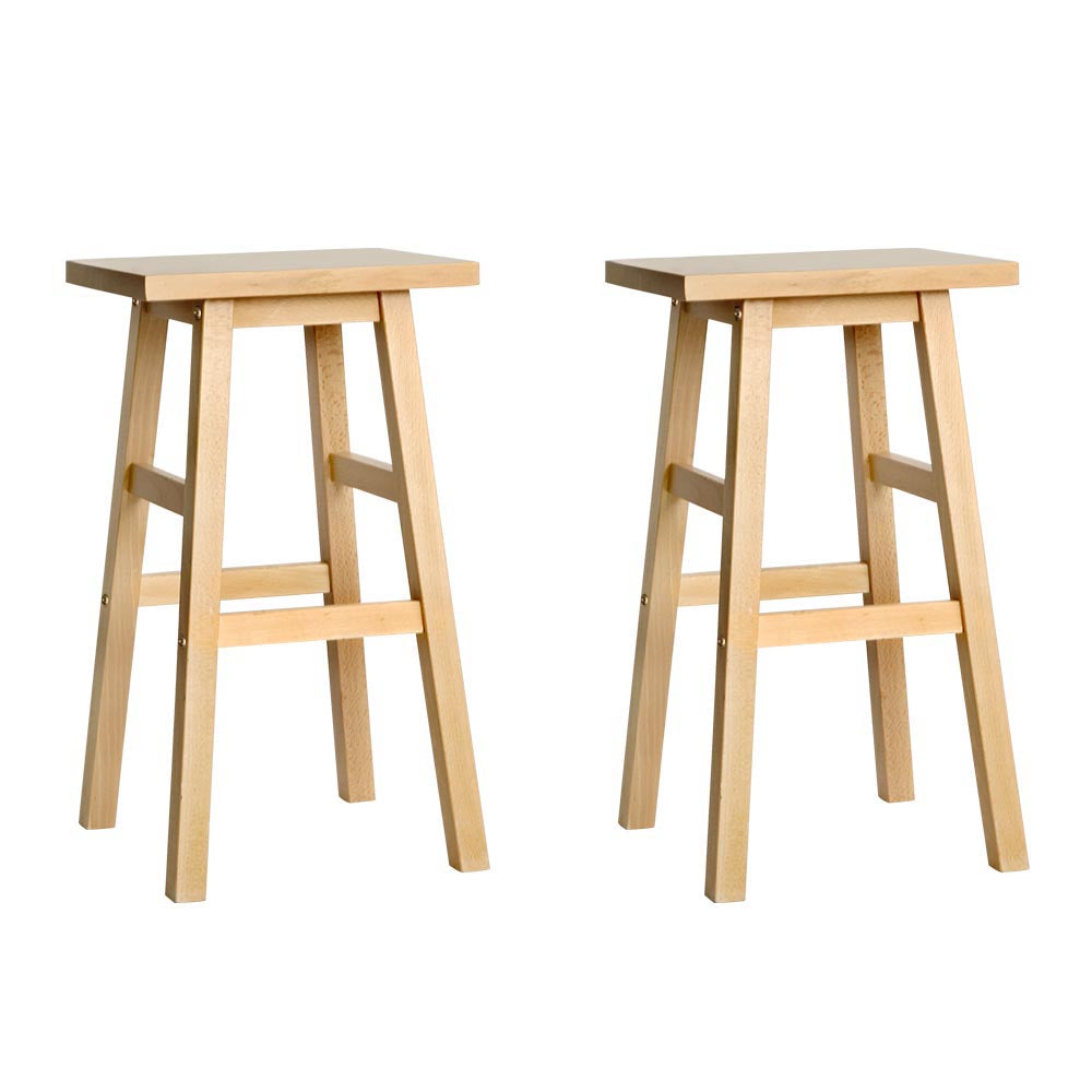 Table & Bar Stools: Artiss Bar Stools Kitchen Counter Stools Wooden Chairs Natural x2