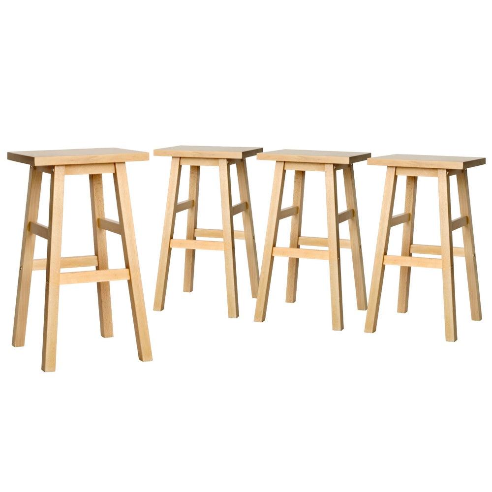 Table & Bar Stools: Artiss 4x Bar Stools Kitchen Chairs Wooden Nature