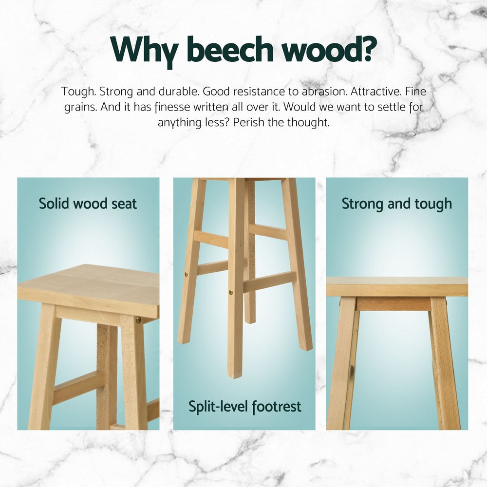 Table & Bar Stools: Artiss 4x Bar Stools Kitchen Chairs Wooden Nature