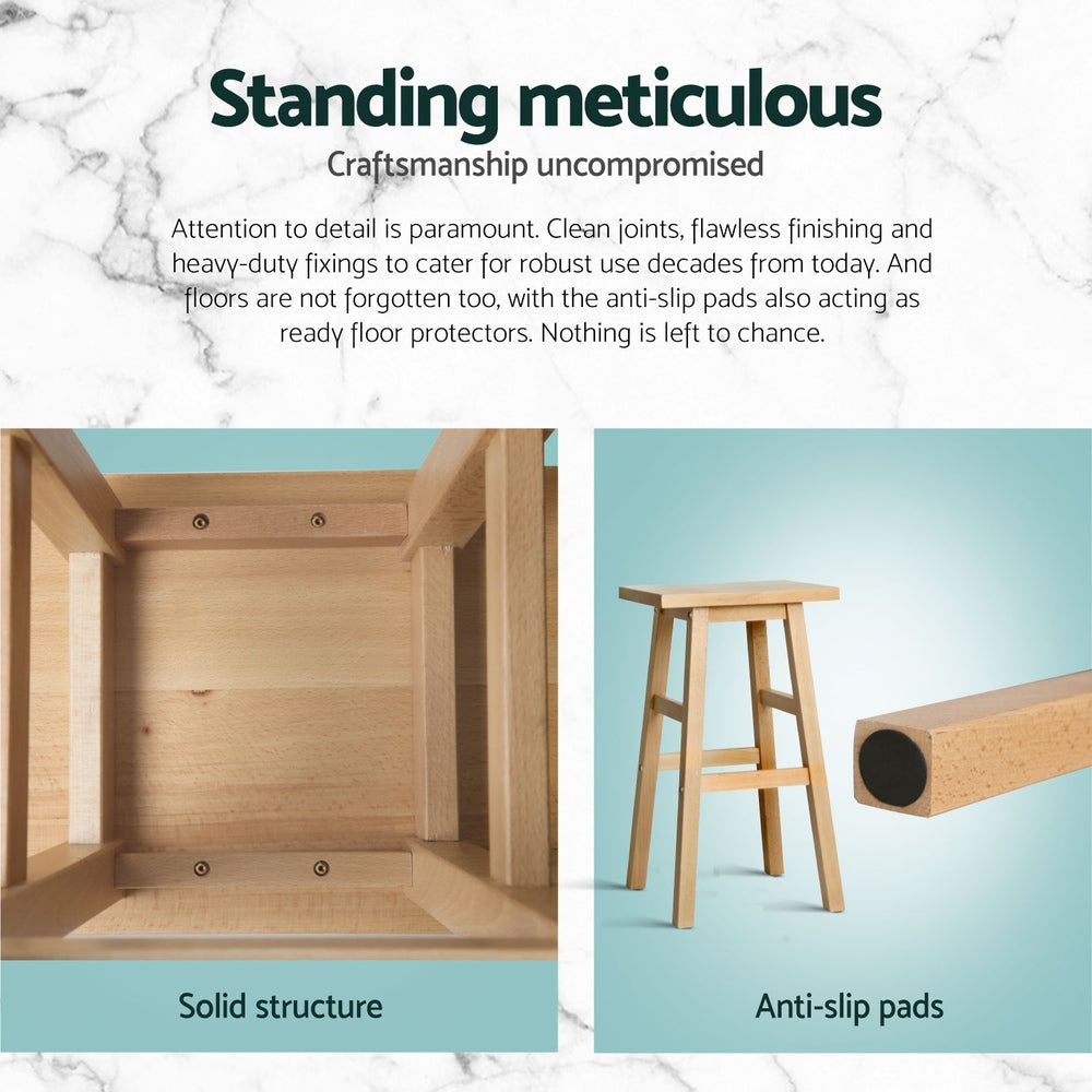 Table & Bar Stools: Artiss 4x Bar Stools Kitchen Chairs Wooden Nature