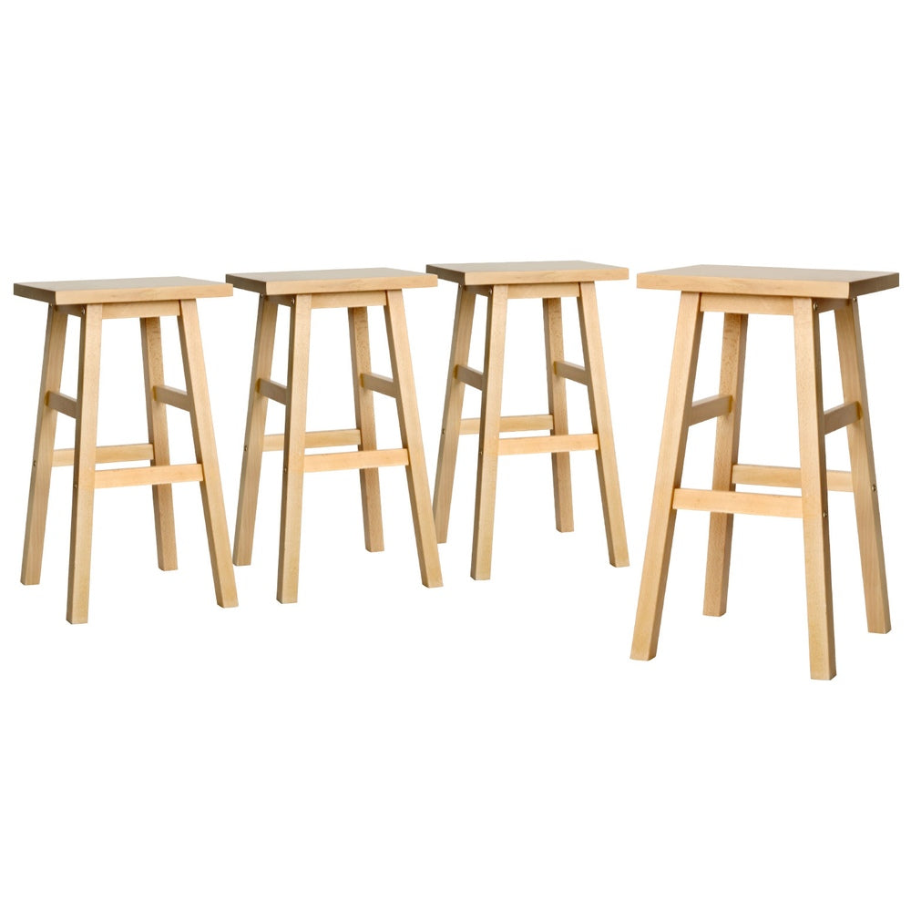 Table & Bar Stools: Artiss 4x Bar Stools Kitchen Chairs Wooden Nature