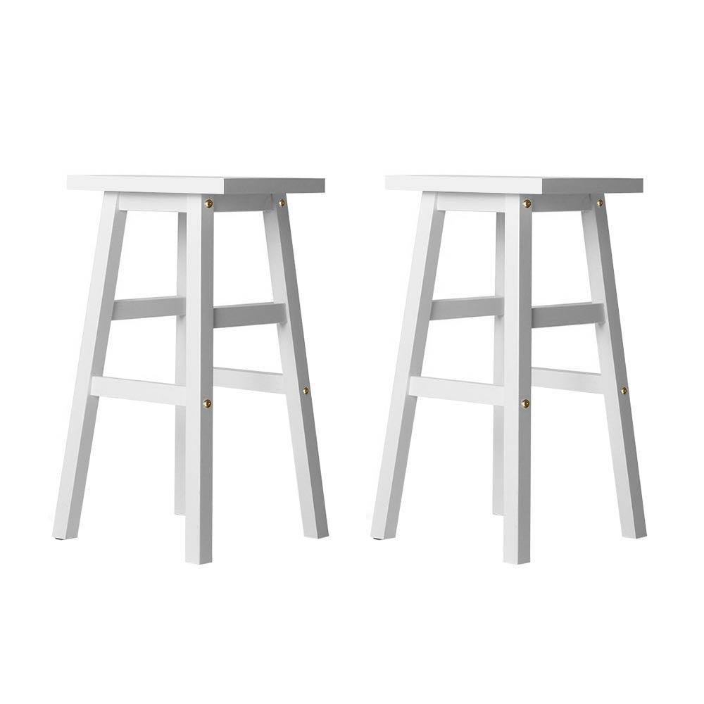 Table & Bar Stools: Artiss Bar Stools Kitchen Counter Stools Wooden Chairs White x2