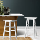 Table & Bar Stools: Artiss Bar Stools Kitchen Counter Stools Wooden Chairs White x2