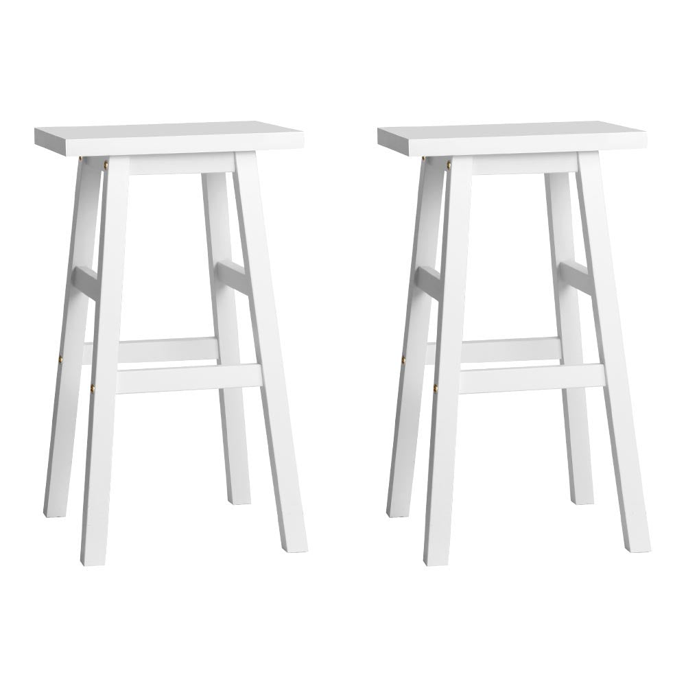 Table & Bar Stools: Artiss Bar Stools Kitchen Counter Stools Wooden Chairs White x2