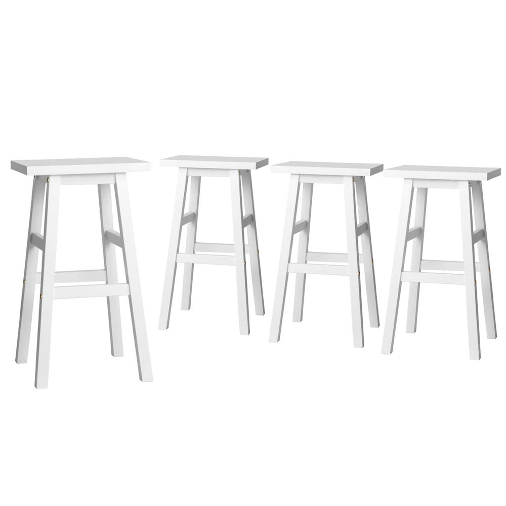 Table & Bar Stools: Artiss 4x Bar Stools Kitchen Chairs Wooden White