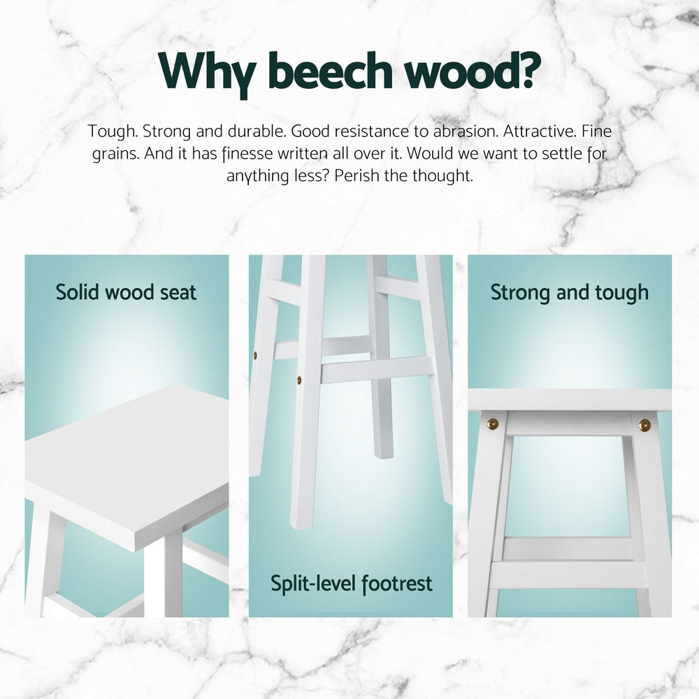 Table & Bar Stools: Artiss 4x Bar Stools Kitchen Chairs Wooden White