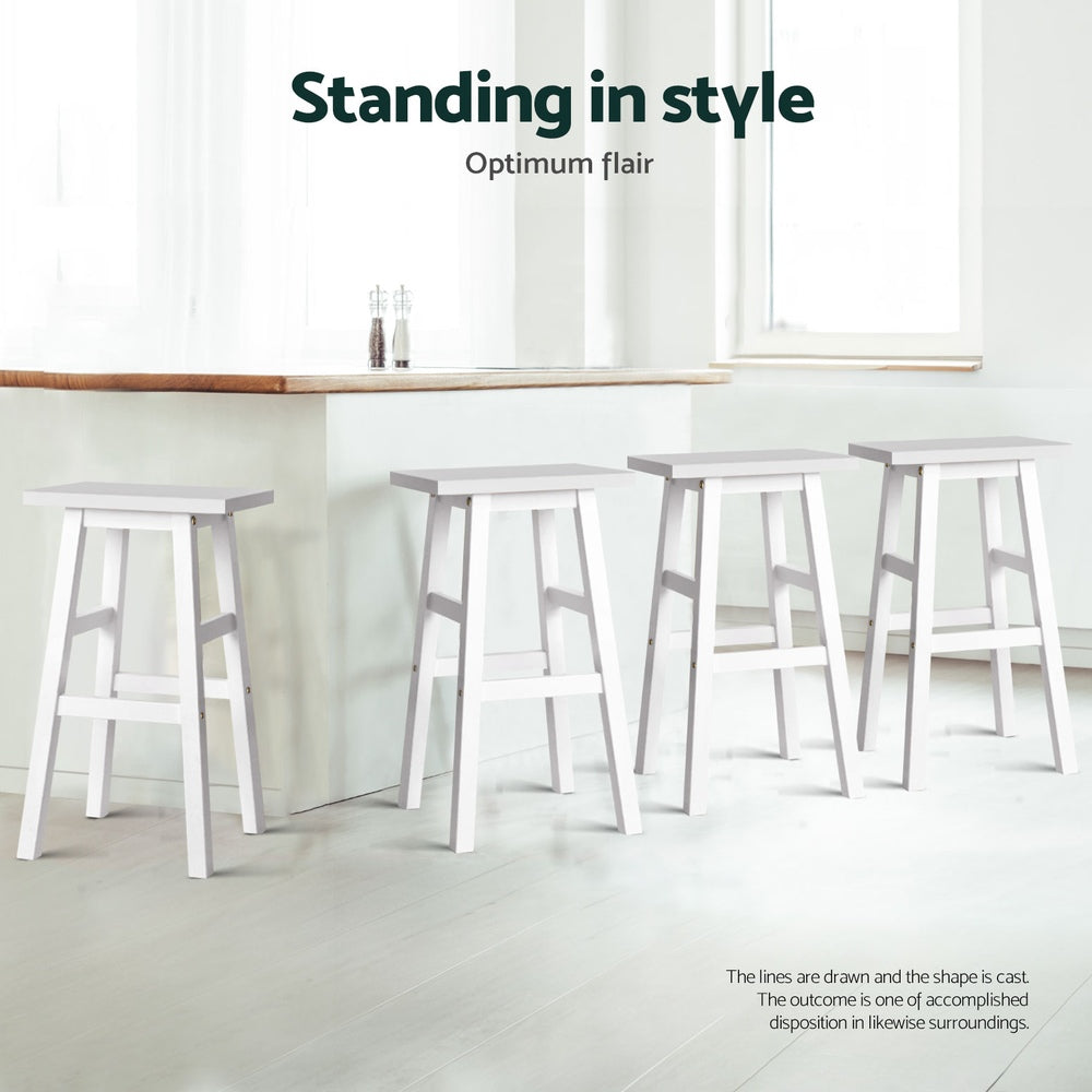 Table & Bar Stools: Artiss 4x Bar Stools Kitchen Chairs Wooden White