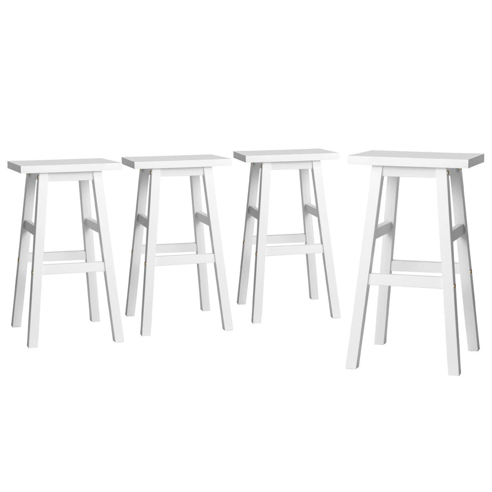 Table & Bar Stools: Artiss 4x Bar Stools Kitchen Chairs Wooden White