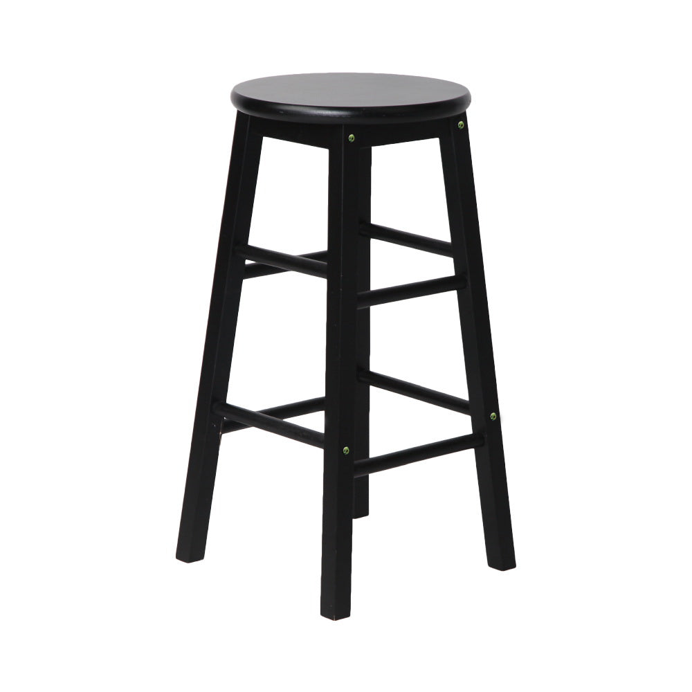 Table & Bar Stools: Artiss 2x Bar Stools Round Chairs Wooden Black