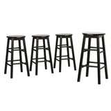 Table & Bar Stools: Artiss 4x Bar Stools Round Chairs Wooden Black