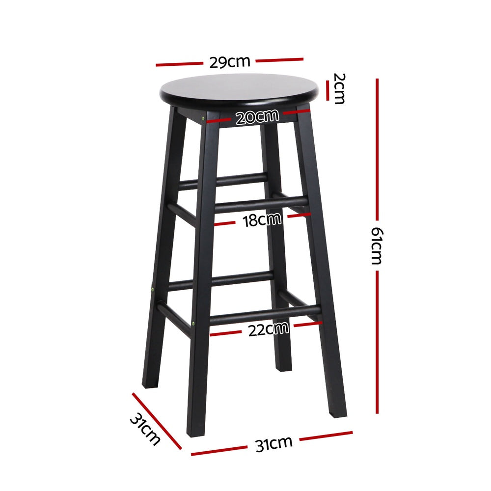 Table & Bar Stools: Artiss 4x Bar Stools Round Chairs Wooden Black